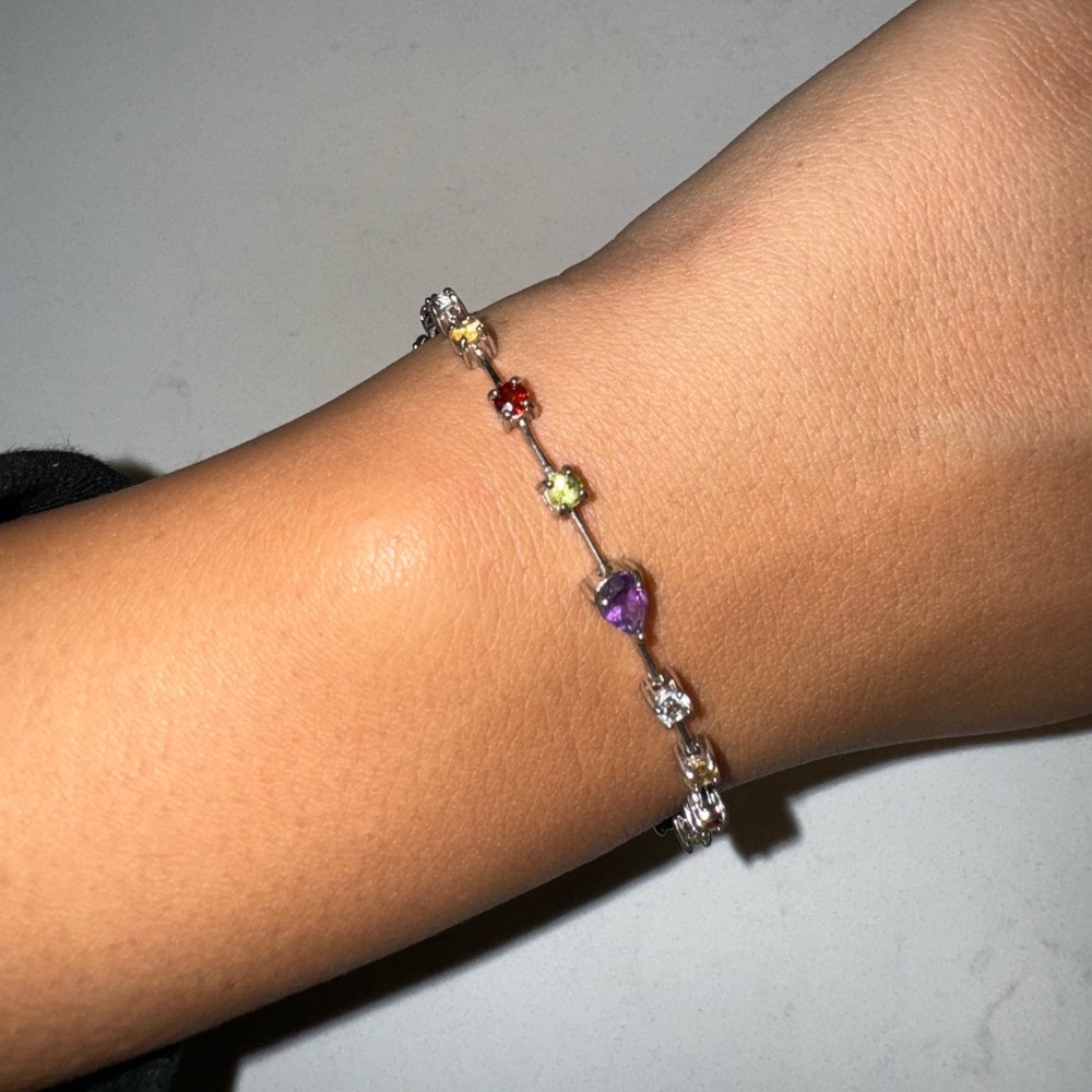 Multicolor gemstone tennis bracelet